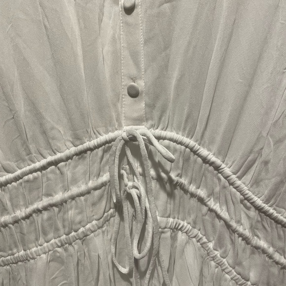 J. Crew Elena Chiffon Midi Shirt Dress Buttoned Tie Front Sundress White Size 8 - Picture 5 of 5